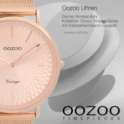 Oozoo Damen Armbanduhr Ultra Slim C9343 Analog Edelstahl rosegold UOC9343