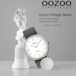 Oozoo Damen Armbanduhr Ultra Slim C20075 Analog Leder grau UOC20075