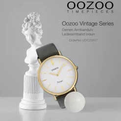 Oozoo Damen Armbanduhr Ultra Slim C20077 Analog Leder silber UOC20077