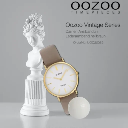 Oozoo Damen Armbanduhr Ultra Slim C20089 Analog Leder hellbraun UOC20089