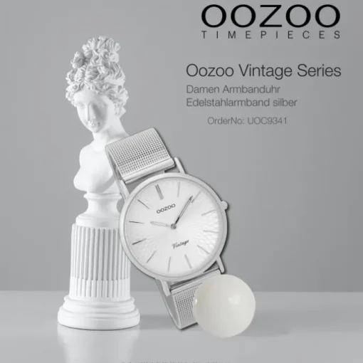 Oozoo Damen Armbanduhr Ultra Slim C9341 Analog Edelstahl silber UOC9341