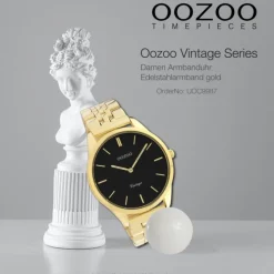 Oozoo Damen Armbanduhr Ultra Slim C9987 Analog Edelstahl gold UOC9987