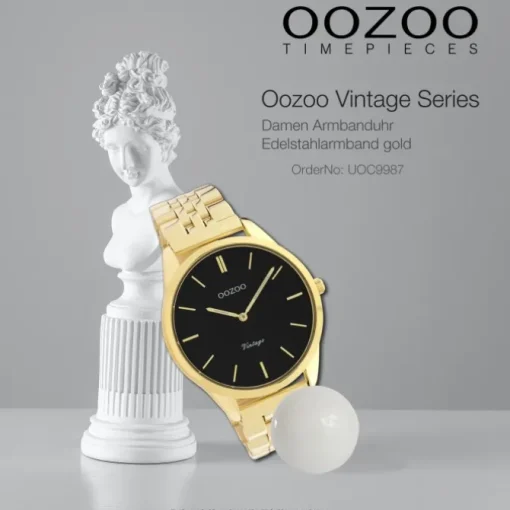 Oozoo Damen Armbanduhr Ultra Slim C9987 Analog Edelstahl gold UOC9987