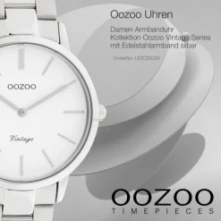 Oozoo Damen Armbanduhr Ultra Slim C20026 Analog Edelstahl silber UOC20026