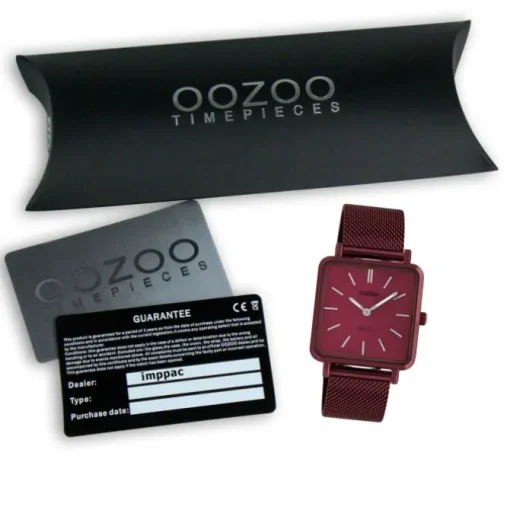 Oozoo Damen Armbanduhr Ultra Slim C20011 Quarz Edelstahl weinrot UOC20011