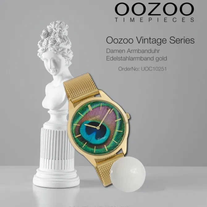 Oozoo Damen Armbanduhr Ultra Slim C10251 Analog Edelstahl gold UOC10251