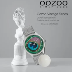 Oozoo Damen Armbanduhr Ultra Slim C10250 Analog Edelstahl silber UOC10250