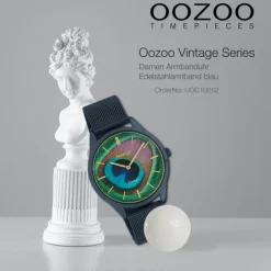 Oozoo Damen Armbanduhr Ultra Slim C10252 Analog Edelstahl blau UOC10252