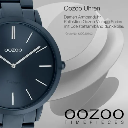 Oozoo Damen Armbanduhr Ultra Slim C20102 Analog Edelstahl dunkelblau UOC20102