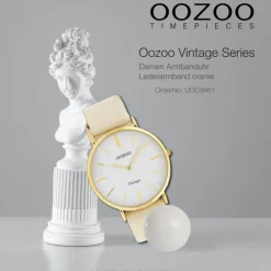 Oozoo Damen Armbanduhr Ultra Slim C9961 Quarzwerk Leder creme UOC9961