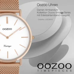 Oozoo Damen Armbanduhr Ultra Slim C9918 Analog Edelstahl rosegold UOC9918