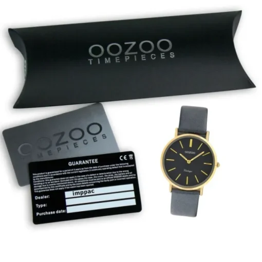 Oozoo Damen Armbanduhr Ultra Slim C9974 Quarzwerk Leder dunkelgrau UOC9974