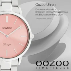 Oozoo Damen Armbanduhr Ultra Slim C20028 Analog Edelstahl silber UOC20028