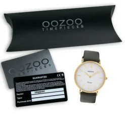 Oozoo Damen Armbanduhr Ultra Slim C20077 Analog Leder silber UOC20077