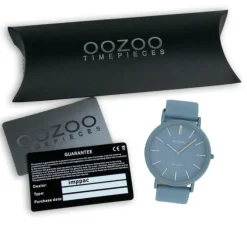 Oozoo Damen Armbanduhr Ultra Slim C9877 Quarzwerk Leder hellblau UOC9877