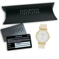 Oozoo Damen Armbanduhr Ultra Slim C9961 Quarzwerk Leder creme UOC9961