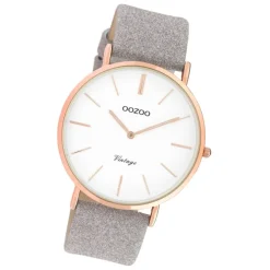 Oozoo Damen Armbanduhr Vintage C20151 Analog Leder grau UOC20151