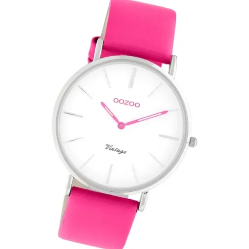Oozoo Damen Armbanduhr Vintage Series Analog Leder pink UOC20280