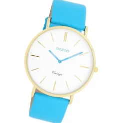 Oozoo Damen Armbanduhr Vintage Analog Leder blau UOC20315