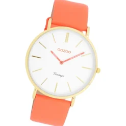 Oozoo Damen Armbanduhr Vintage Analog Leder orange UOC20318