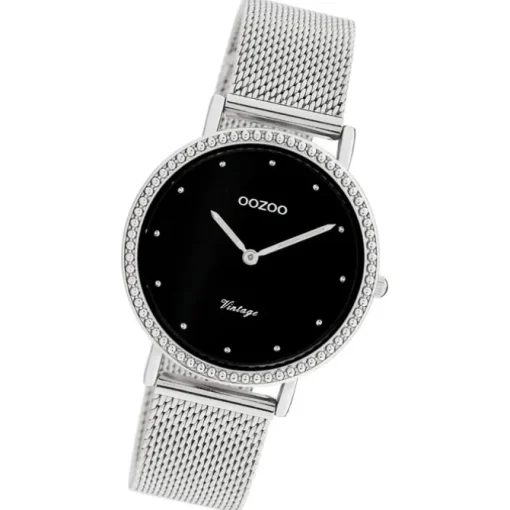 Oozoo Damen Armbanduhr Vintage Analog Edelstahl silber UOC20052