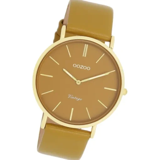 Oozoo Damen Armbanduhr Vintage Analog Leder olivgrün UOC20327