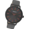 Oozoo Damen Armbanduhr Vintage Analog Leder dunkelgrau UOC10876