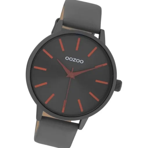 Oozoo Damen Armbanduhr Vintage Analog Leder dunkelgrau UOC10876