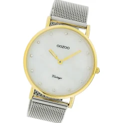 Oozoo Damen Armbanduhr Vintage Series Analog Metall silber UOC20115