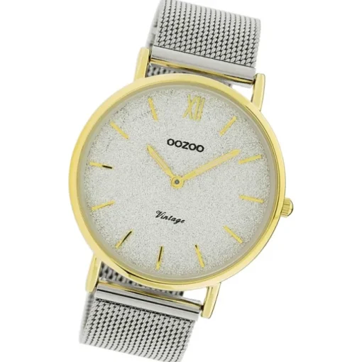 Oozoo Damen Armbanduhr Vintage Series Analog Metall silber UOC20117