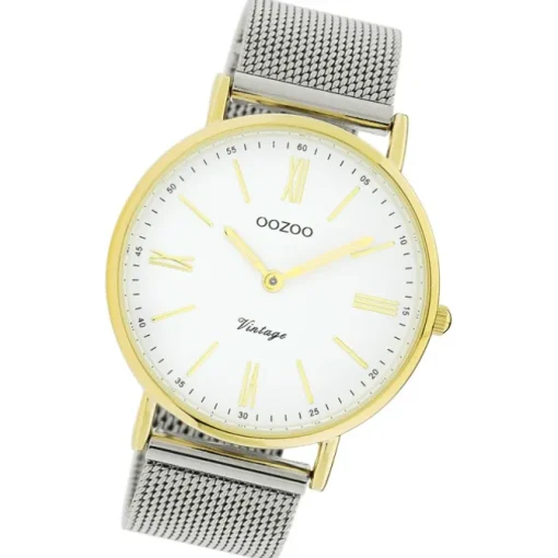 Oozoo Damen Armbanduhr Vintage Series Analog Metall silber UOC20118