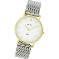 Oozoo Damen Armbanduhr Vintage Series Analog Metall silber UOC20121