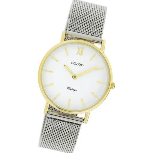 Oozoo Damen Armbanduhr Vintage Series Analog Metall silber UOC20121