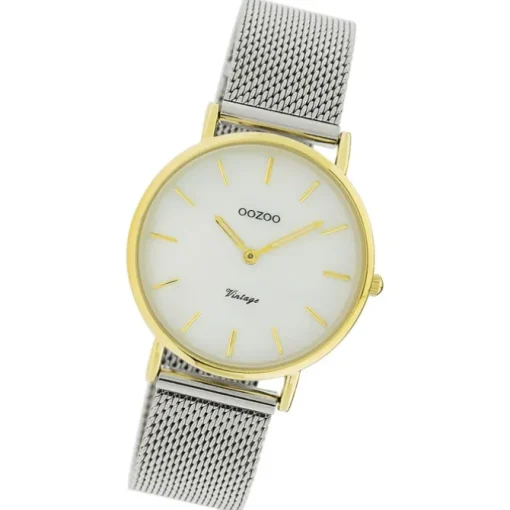 Oozoo Damen Armbanduhr Vintage Series Analog Metall silber UOC20124