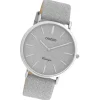Oozoo Damen Armbanduhr Vintage Series Analog Leder silber UOC20160