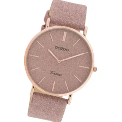 Oozoo Damen Armbanduhr Vintage Series Analog Leder rosa UOC20161