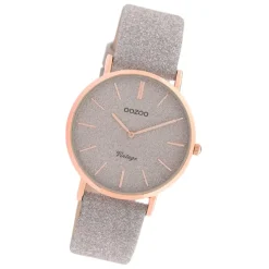 Oozoo Damen Armbanduhr Vintage Series C20202 Analog Leder grau UOC20202