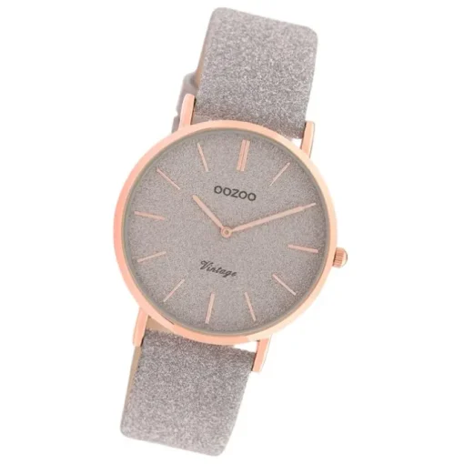Oozoo Damen Armbanduhr Vintage Series C20202 Analog Leder grau UOC20202