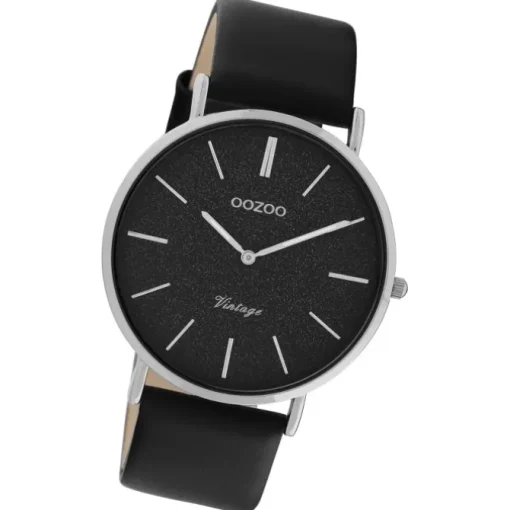 Oozoo Damen Armbanduhr Vintage Series Analog Leder schwarz UOC20168