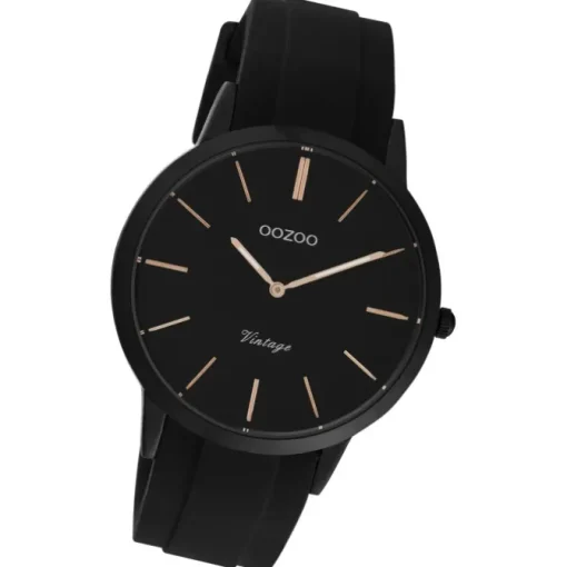 Oozoo Damen Armbanduhr Vintage Series Analog Silikon schwarz UOC20174