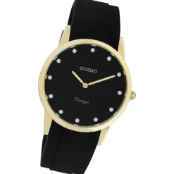 Oozoo Damen Armbanduhr Vintage Series Analog Silikon schwarz UOC20178