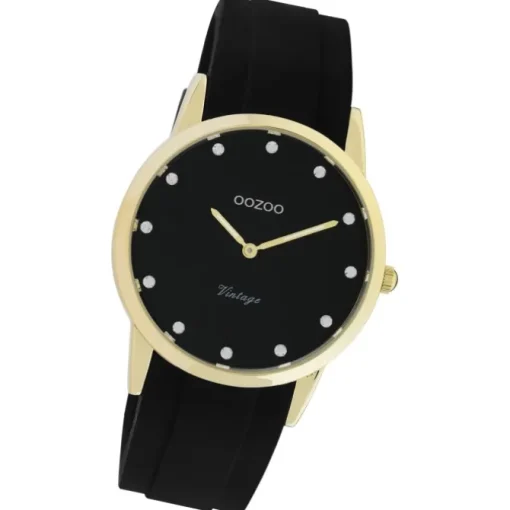 Oozoo Damen Armbanduhr Vintage Series Analog Silikon schwarz UOC20178