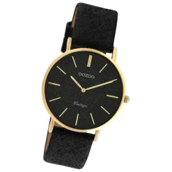 Oozoo Damen Armbanduhr Vintage Series C20204 Analog Leder schwarz UOC20204