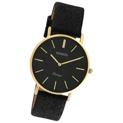 Oozoo Damen Armbanduhr Vintage Series C20204 Analog Leder schwarz UOC20204
