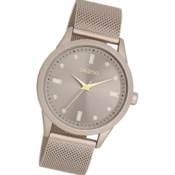 Oozoo Damen Armbanduhr Vintage Series Analog Metall taupe braun UOC11358