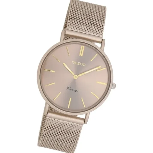 Oozoo Damen Armbanduhr Vintage Series Analog Metall braun UOC20337