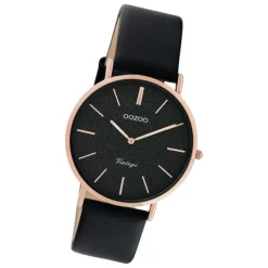 Oozoo Damen Armbanduhr Vintage Series C20209 Analog Leder schwarz UOC20209