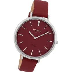 Oozoo Damen Armbanduhr Vintage Series Analog Leder rot UOC9807A