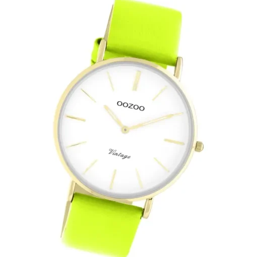 Oozoo Damen Armbanduhr Vintage Series C20305 Analog Leder gelbgrün UOC20305
