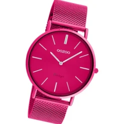 Oozoo Damen Armbanduhr Vintage Series C20275 Analog Metall Mesh pink UOC20275